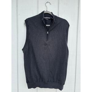 Greg Norman Sweater Vest, Lined, Quarter Zip, Dark Gray, Sz L
